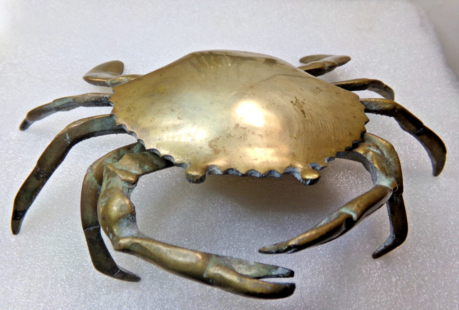 Vintage Solid Brass Crab Lift Top Trinket Box Or Ashtray 7