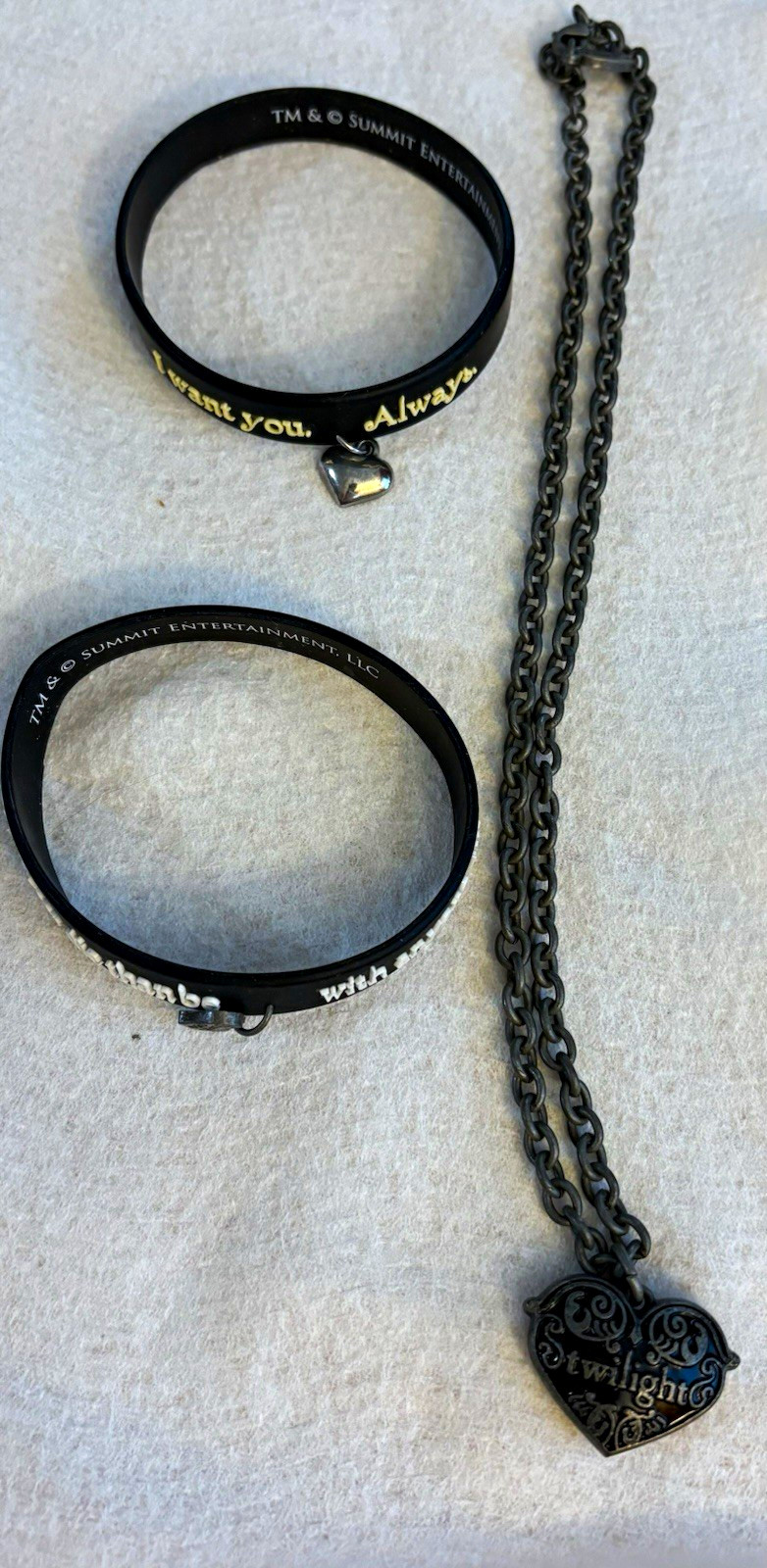 Summit Entertainment Twilight Saga Lot: 2 Charm Bracelets & Heart Necklace