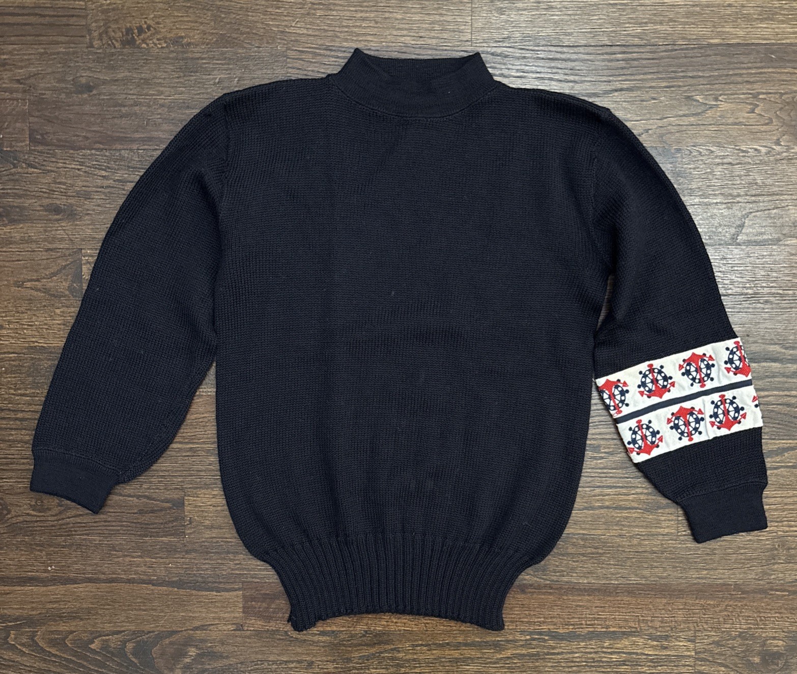 Vintage 1948 WW2 US Navy GOB Wool Knit Deck Sweater Military Issue -Sailors Band