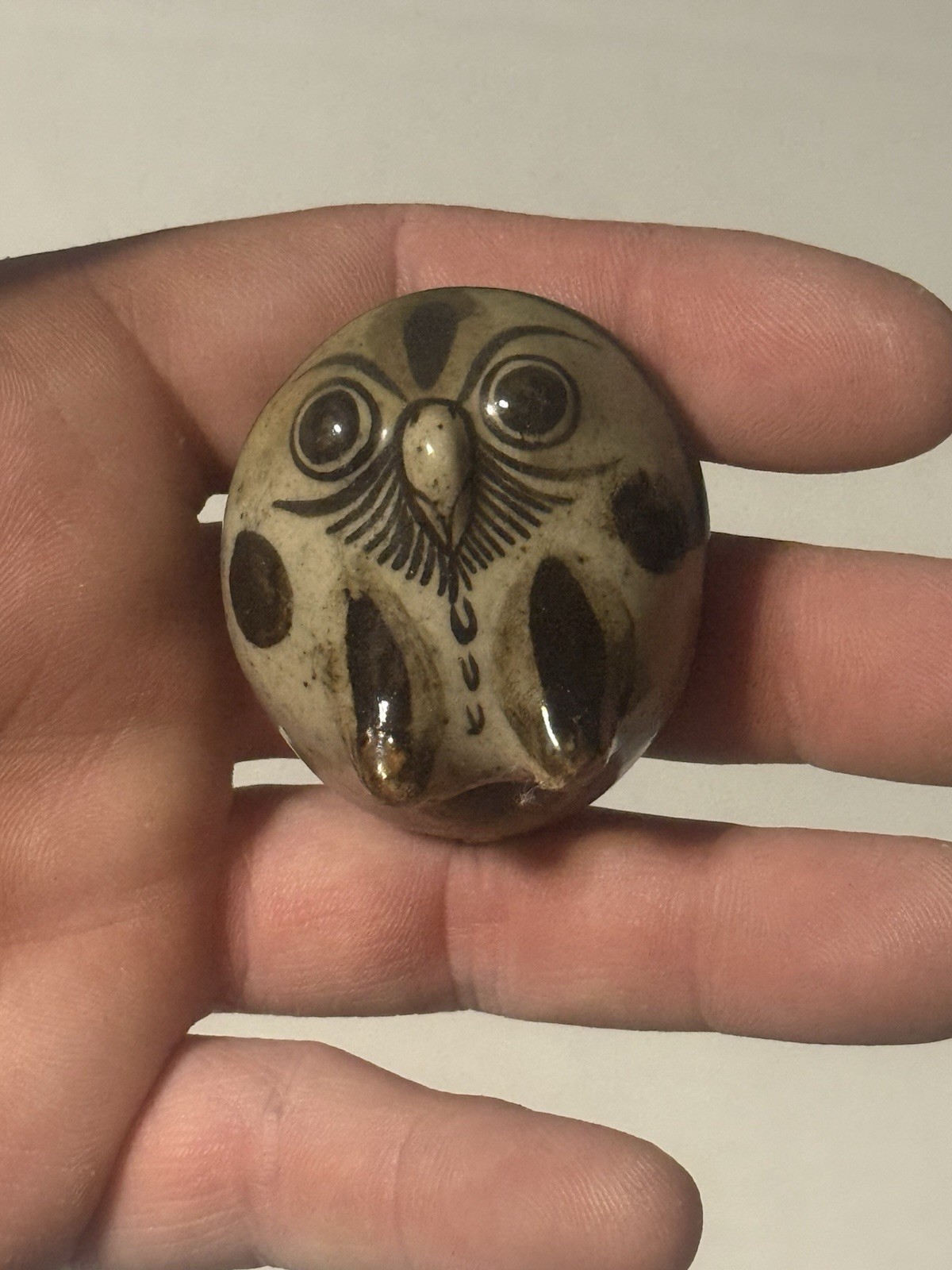 Vintage Jorge Wilmot Tonala Owl Figurine Mexican Folk Art Pottery Signed W 1.75”