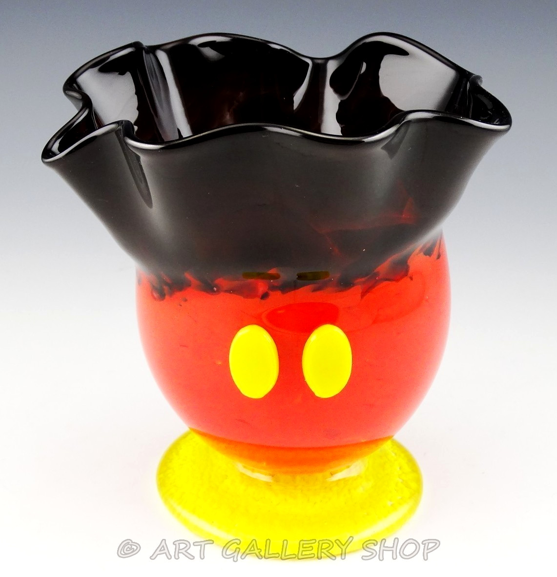 Arribas Brothers Walt Disney World Hand Blown ART GLASS MICKEY MOUSE VASE /BOWL