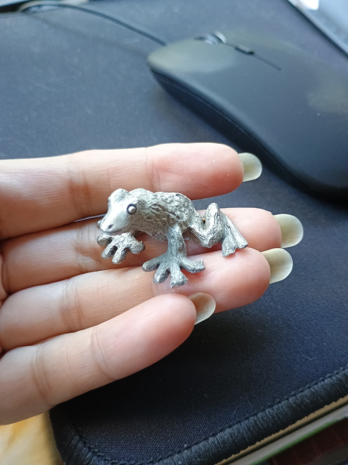 Vintage Pewter Frog Figurine Medium Size