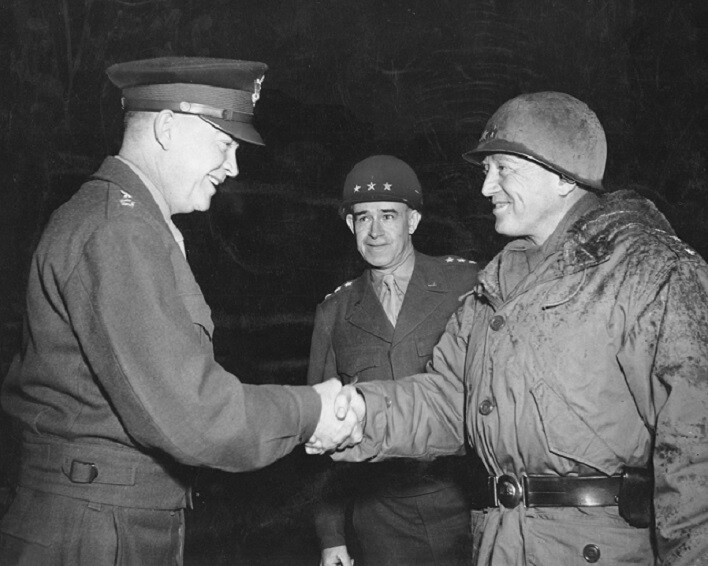 Generals Dwight D. Eisenhower, Omar Bradley, George S Patton 8x10 WWII Photo 122
