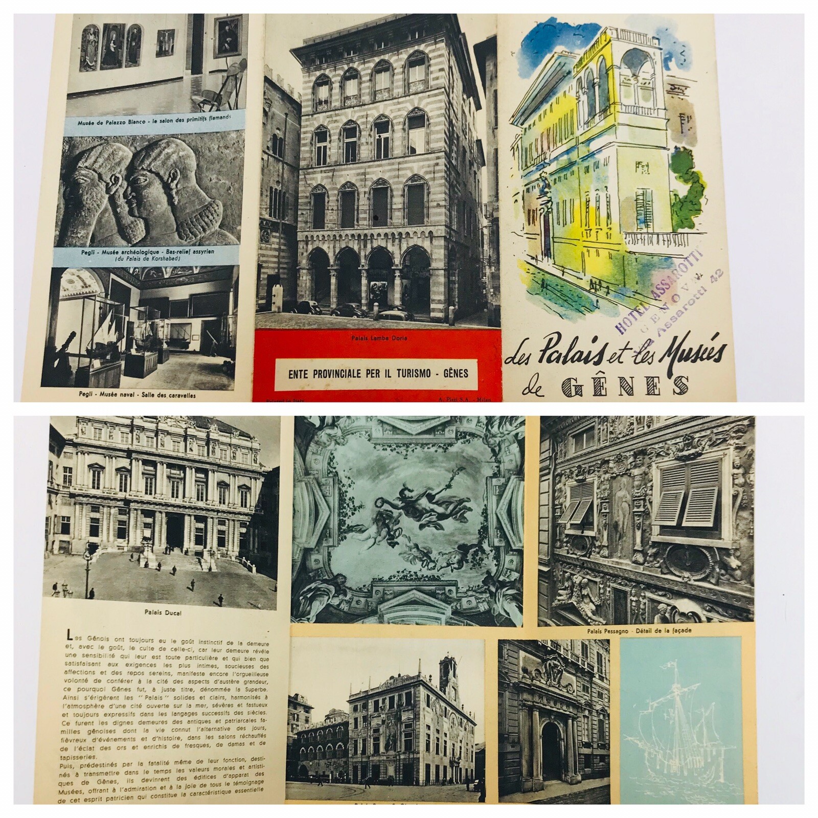 Palaces & Museums Genoa Italy Art Brochure Tourism Pamphlet 1950’s Advertisement