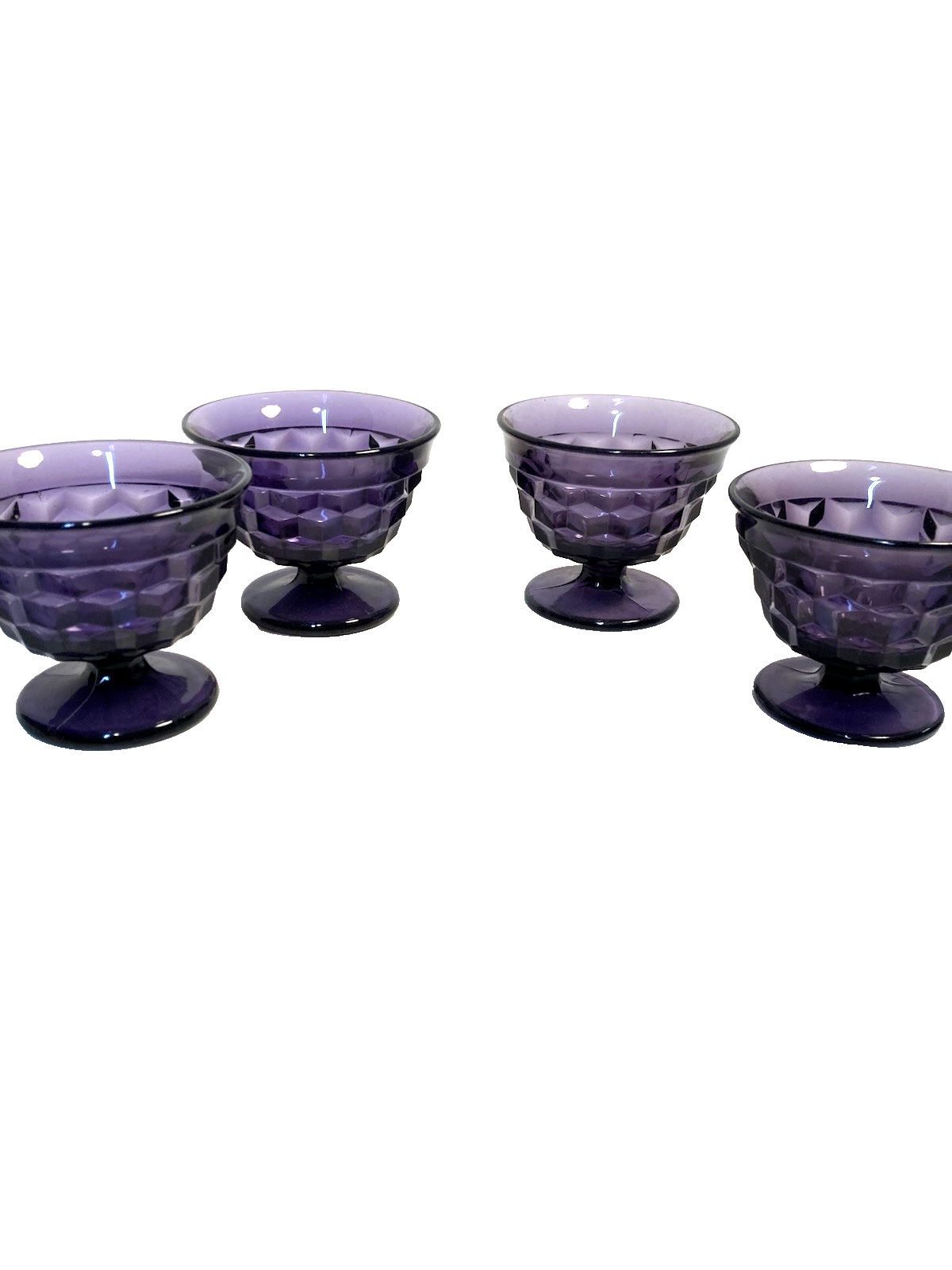 Fostoria American, sherbet bowls, ice cream, purple, SHORT stem, Set of 4 Fostoria American, sherbet bowls, ice cream, purple, SHORT stem, Set of 4