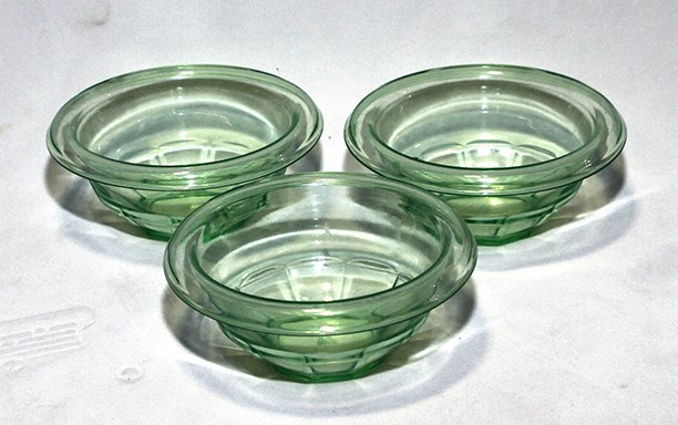 3 Vintage Hazel Atlas Green Uranium Depression Glass Rest-Berry Bowls 3 Bowl 3 Vintage Hazel Atlas Green Uranium Depression Glass Rest-Berry Bowls 3 Bowl