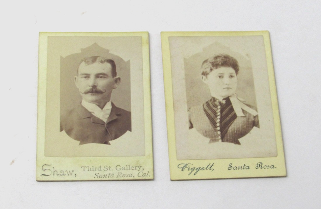 c1890 Santa Rosa California CDV Photos Lot (2) Early Settlors Mustache Viggett