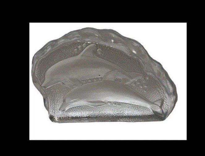 Vintage Fun Glass Double Dolphin Paperweight ￼Figurine