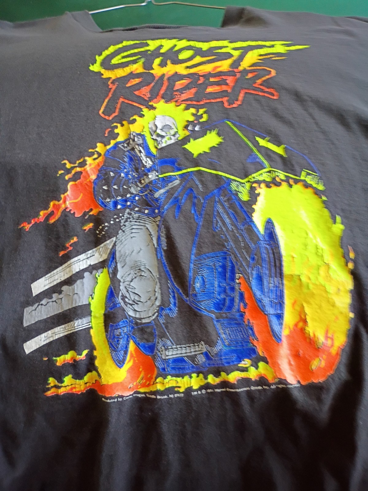 VNG 91 GHOST RIDER DANNY KETCH FLAMES W/DAYGLO COLORS COMIC IMAGES  XL TEE VG