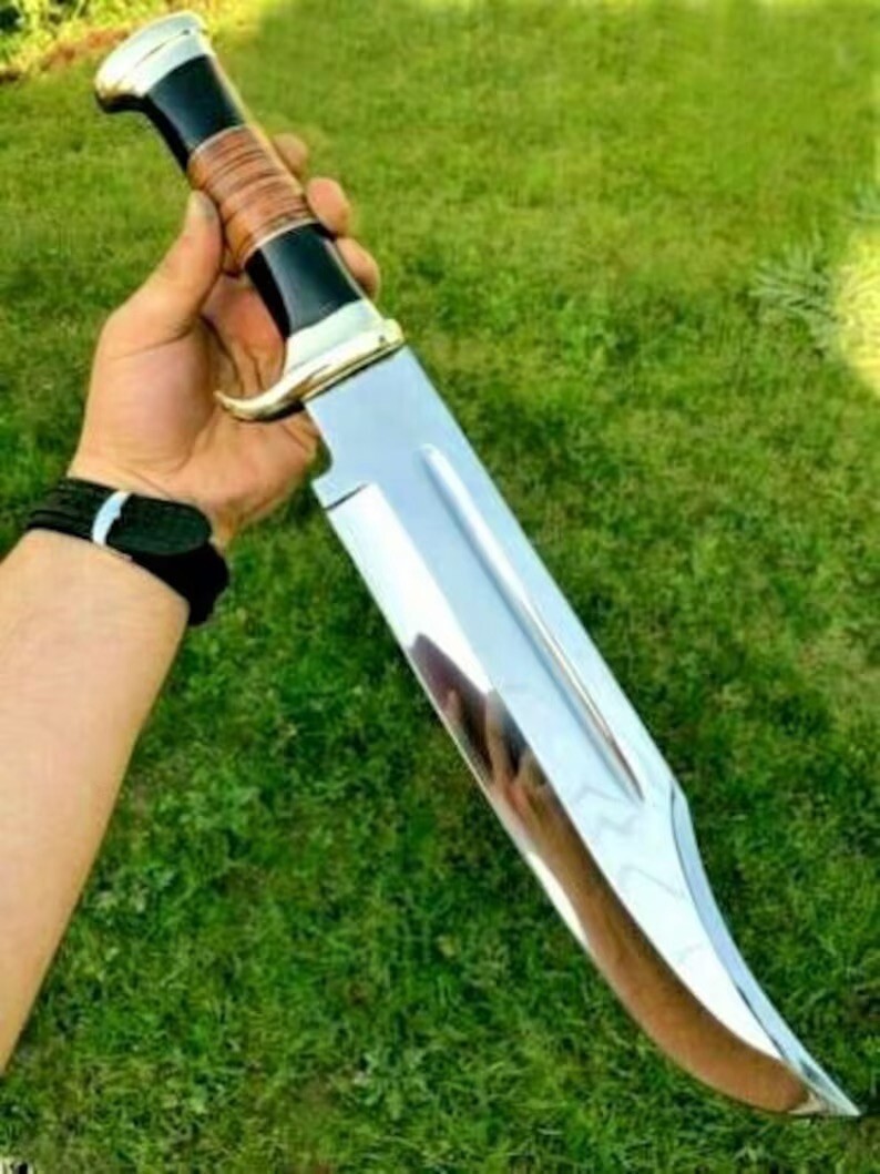 Handmade D2 16”Hunting Crocodile Dundee High Polish Survival Hunting Bowie Knife Handmade D2 16”Hunting Crocodile Dundee High Polish Survival Hunting Bowie Knife