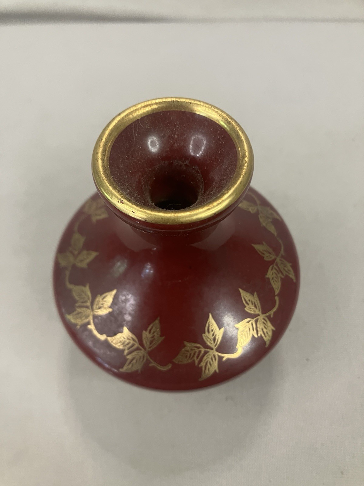 Vintage Søholm Denmark , Small, deep red ceramic or porcelain bud vase Vintage Søholm Denmark , Small, deep red ceramic or porcelain bud vase