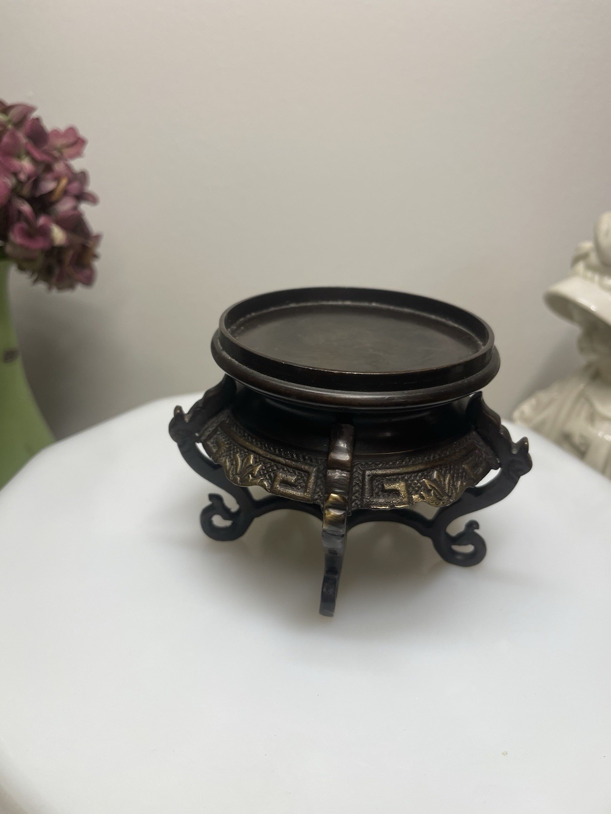 Asian Cast Bronze Display Base or Vase Stand