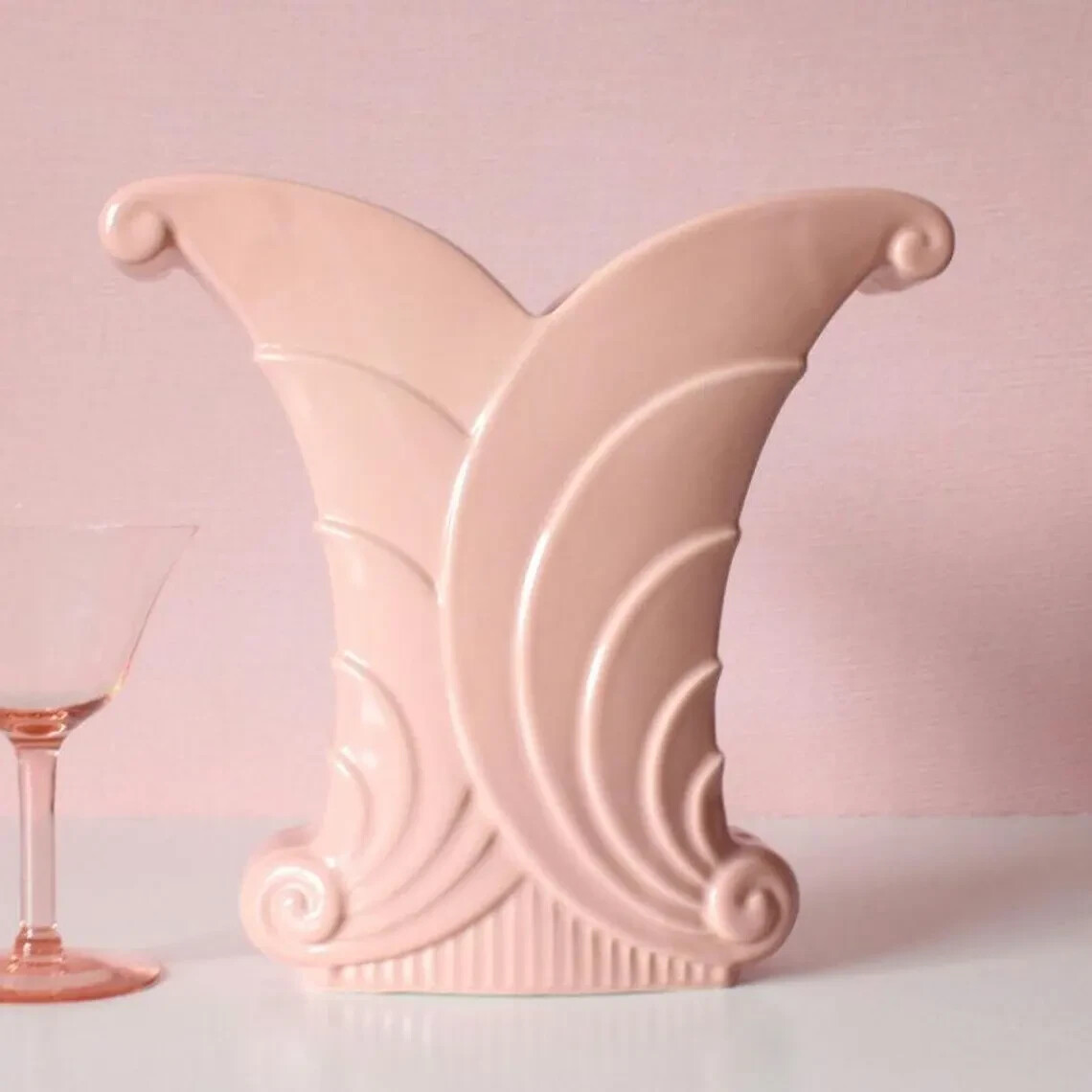 Vintage ABINGDON ART POTTERY Art Deco Flared Vase Pink/Rose ~ #513 ~ 9 Vintage ABINGDON ART POTTERY Art Deco Flared Vase Pink/Rose ~ #513 ~ 9