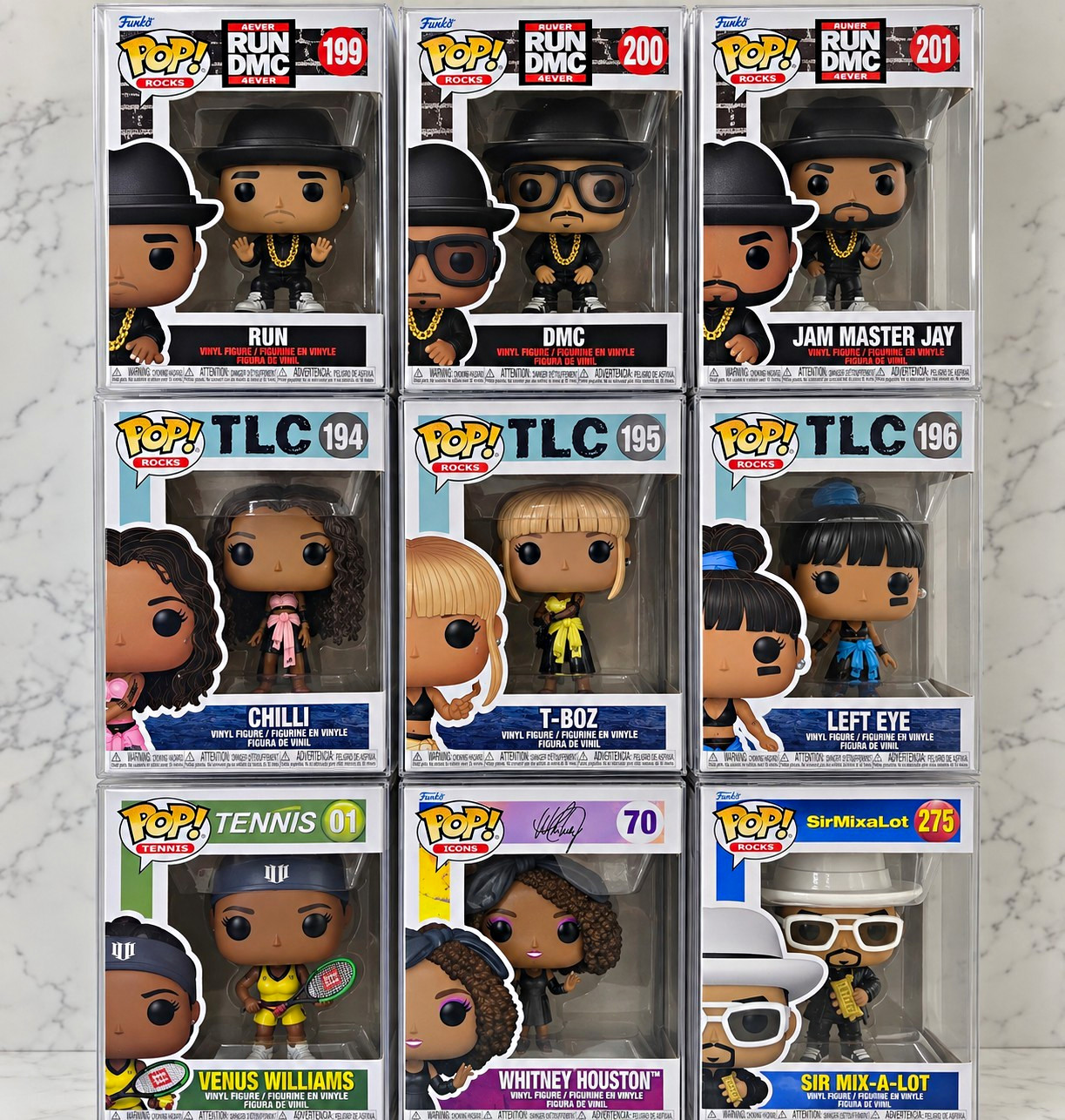 Funko Pop Vinyl 9-Pack Boxed Mixed Lot Run-DMC TLC Venus Williams Whitney