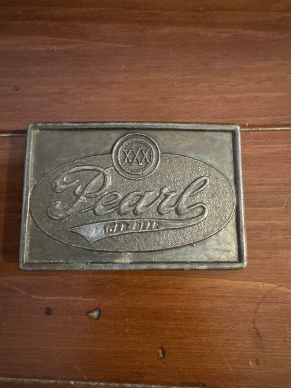 Vintage Pearl Lager Beer Belt Buckle