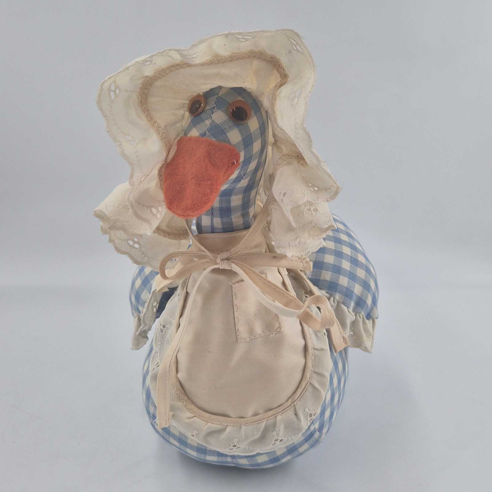 Vintage Handmade Goose Stuffed Fabric Mother Porch Cottagecore 80s Blue Bonnet Vintage Handmade Goose Stuffed Fabric Mother Porch Cottagecore 80s Blue Bonnet