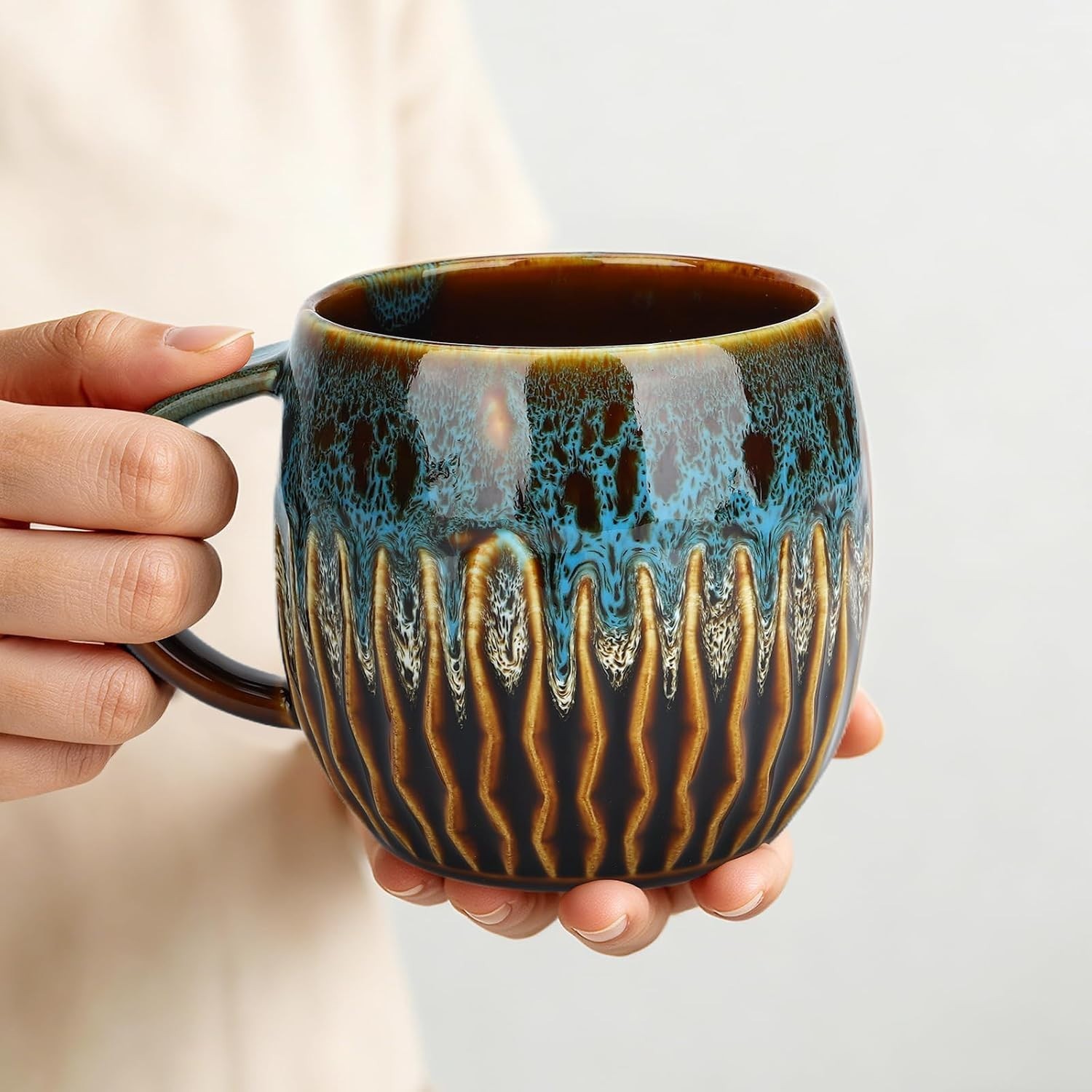Large Ceramic Coffee Mug 20oz Red Oversized Pottery Cup Microwave Safe\\
