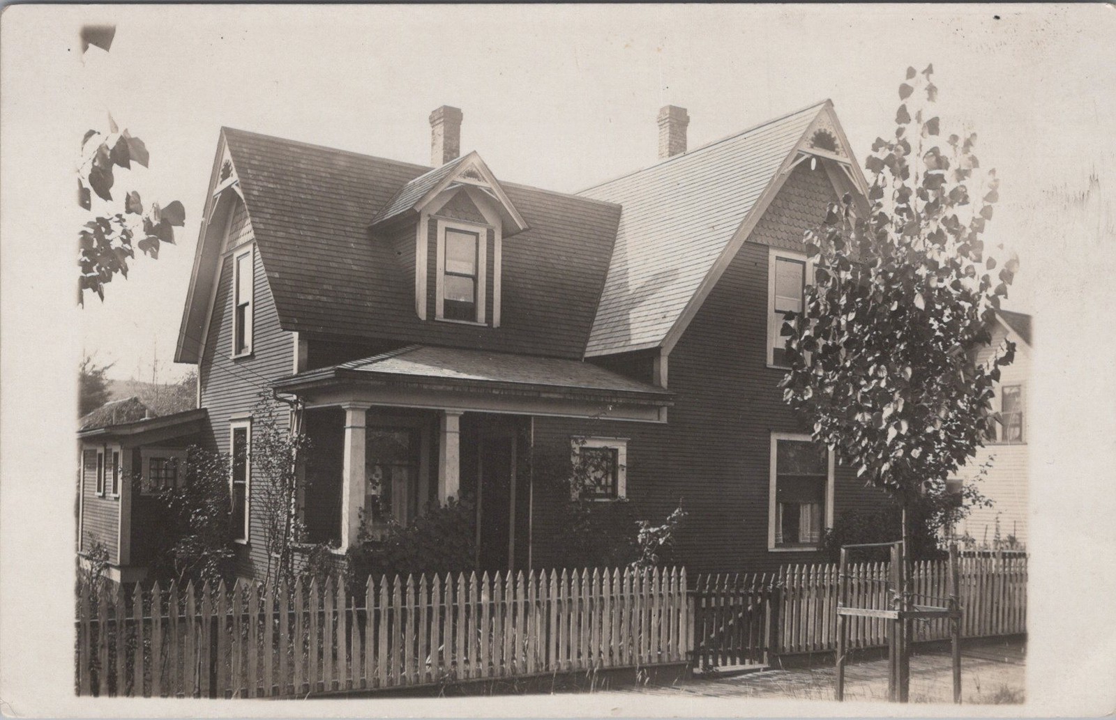 Victorian-style house RPPC Exterior Picket Fence Postcard