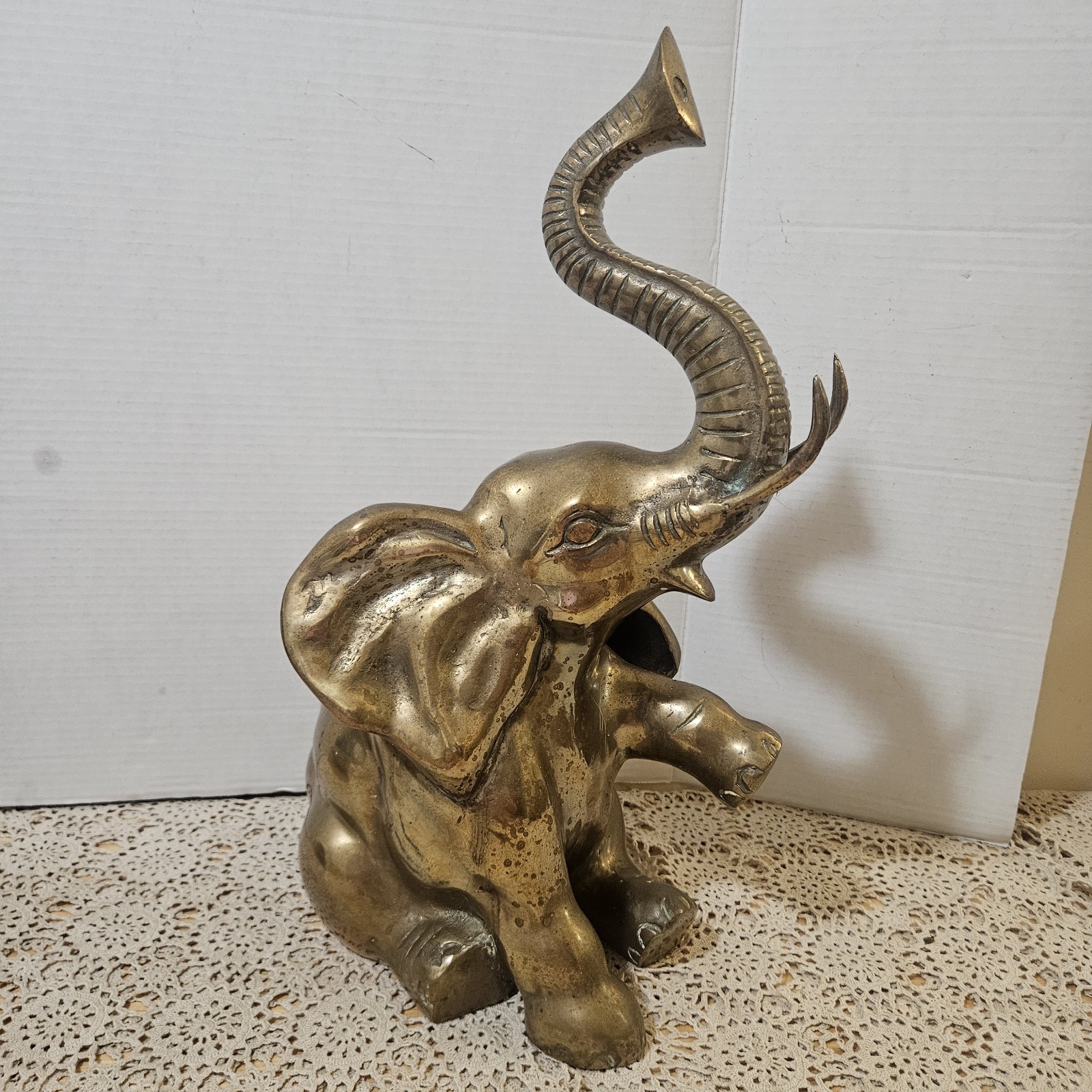 Vintage XL Solid Brass Elephant Statue 19.5\