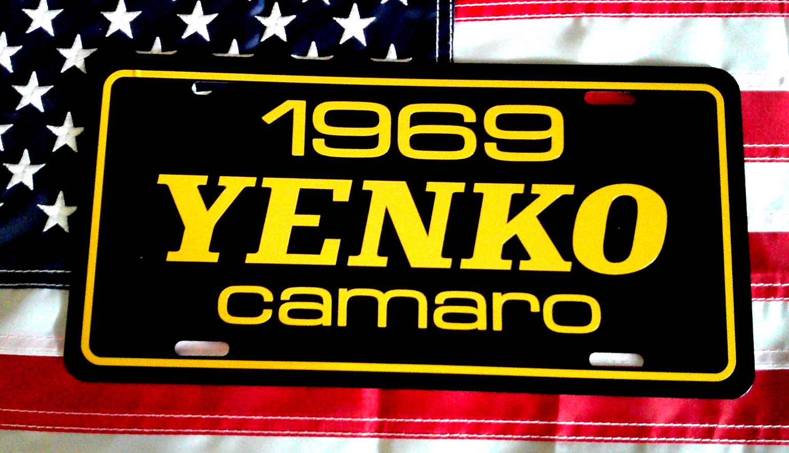 1969 Chevrolet Yenko Camaro  license plate tag \'69 Chevy 427 Super Car - Yellow