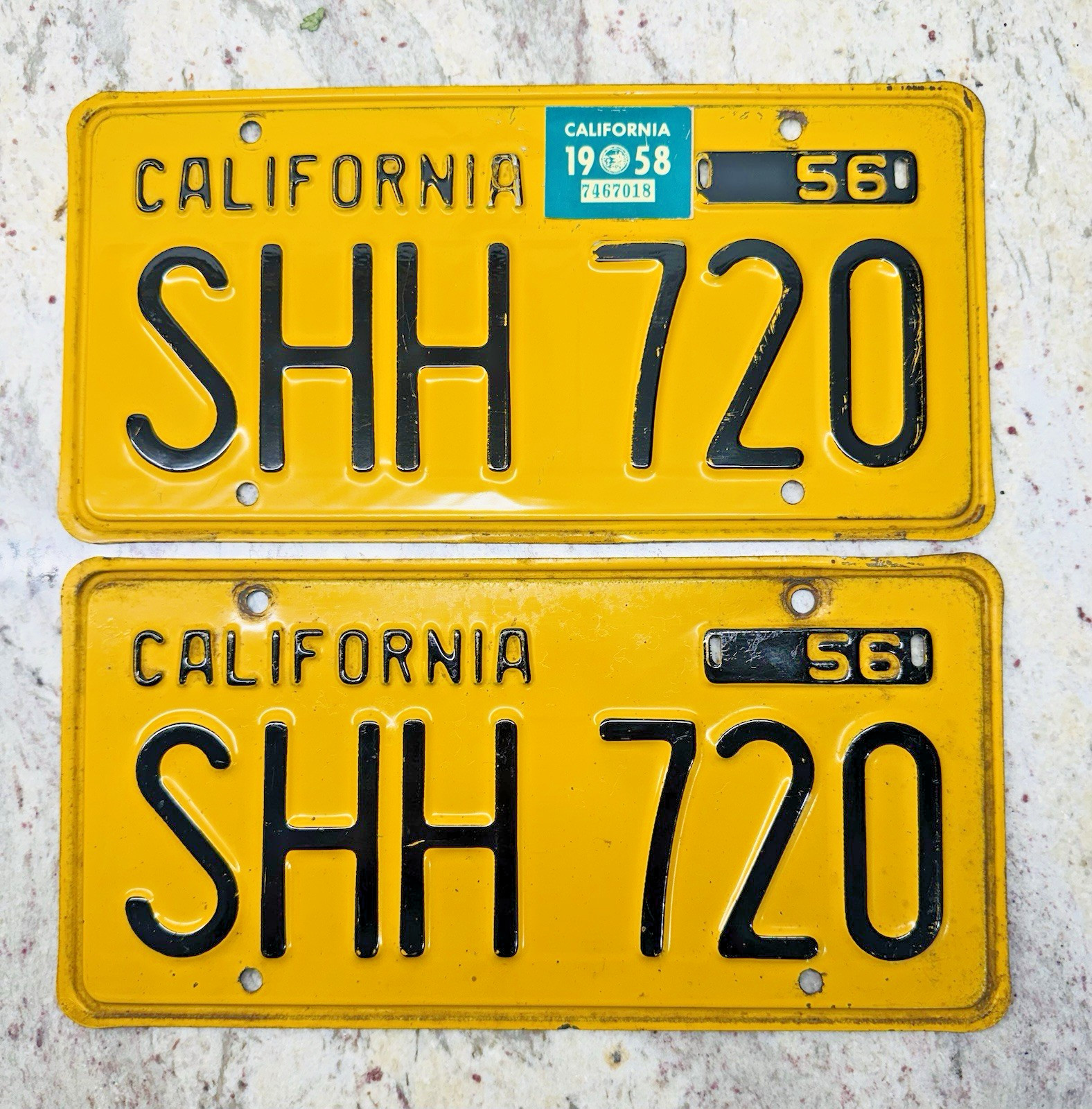 1956 California License Plates DMV Clear 1958 Chevrolet Impala 1958 validation