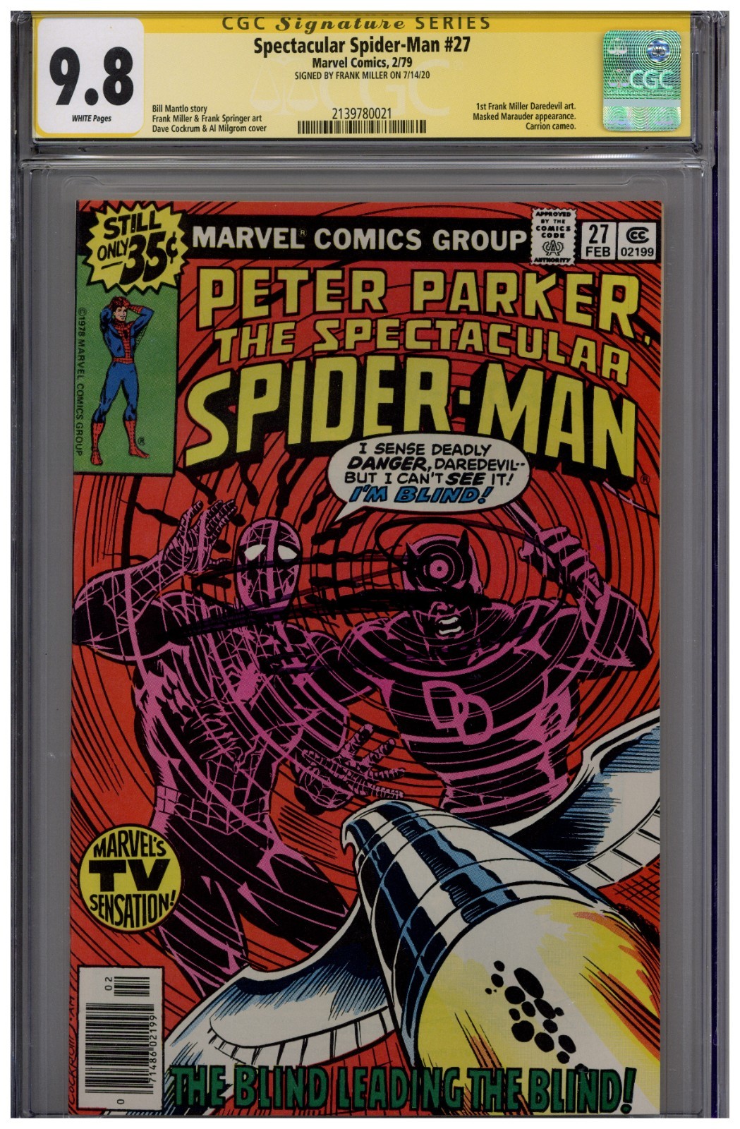 Spectacular Spider-Man #27 CGC SS 9.8 Signed Frank Miller 1st Daredevil Art 1979