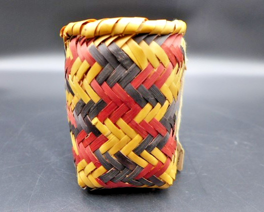 Mississippi Choctaw Plaited Rivercane Dyed Basket by Norma Thompson (4.75\ Mississippi Choctaw Plaited Rivercane Dyed Basket by Norma Thompson (4.75\