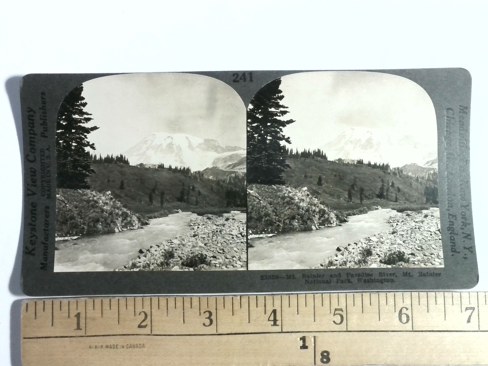 Mt Rainier Paradise River Stereoview Keystone View Co. Washington State National