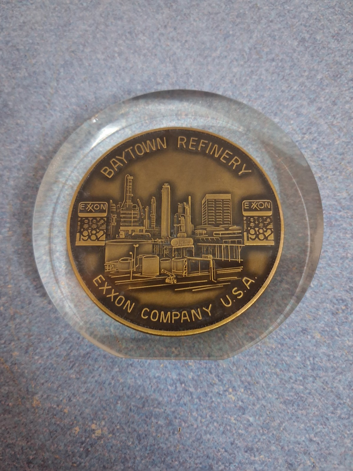 EXXON BAYTOWN REFINERY PAPERWEIGHT Vtg 1982
