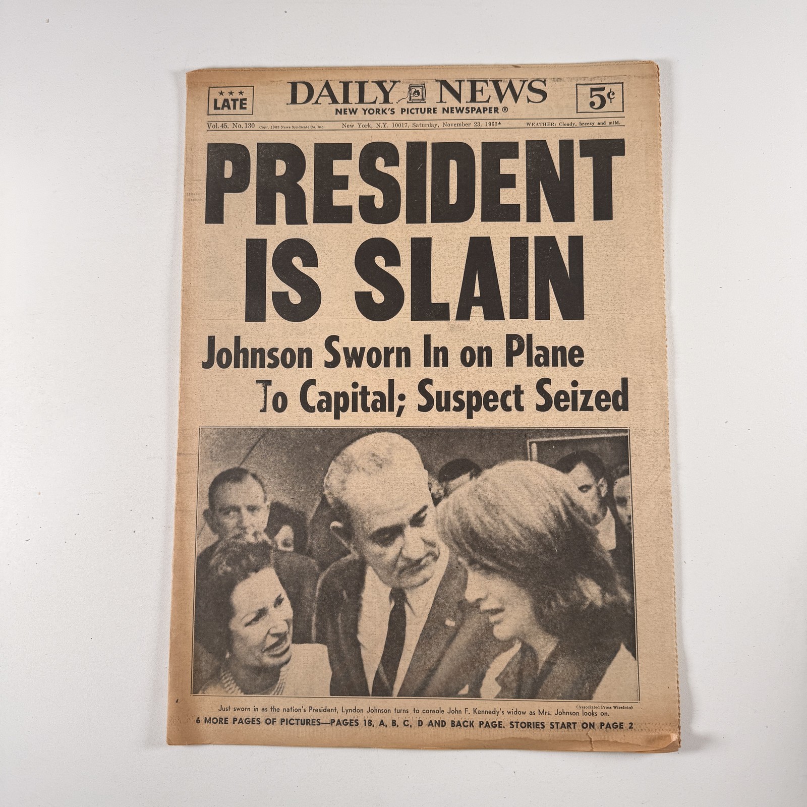 1963 Daily News JFK Assassination President Is Slain Newspaper Nov 23