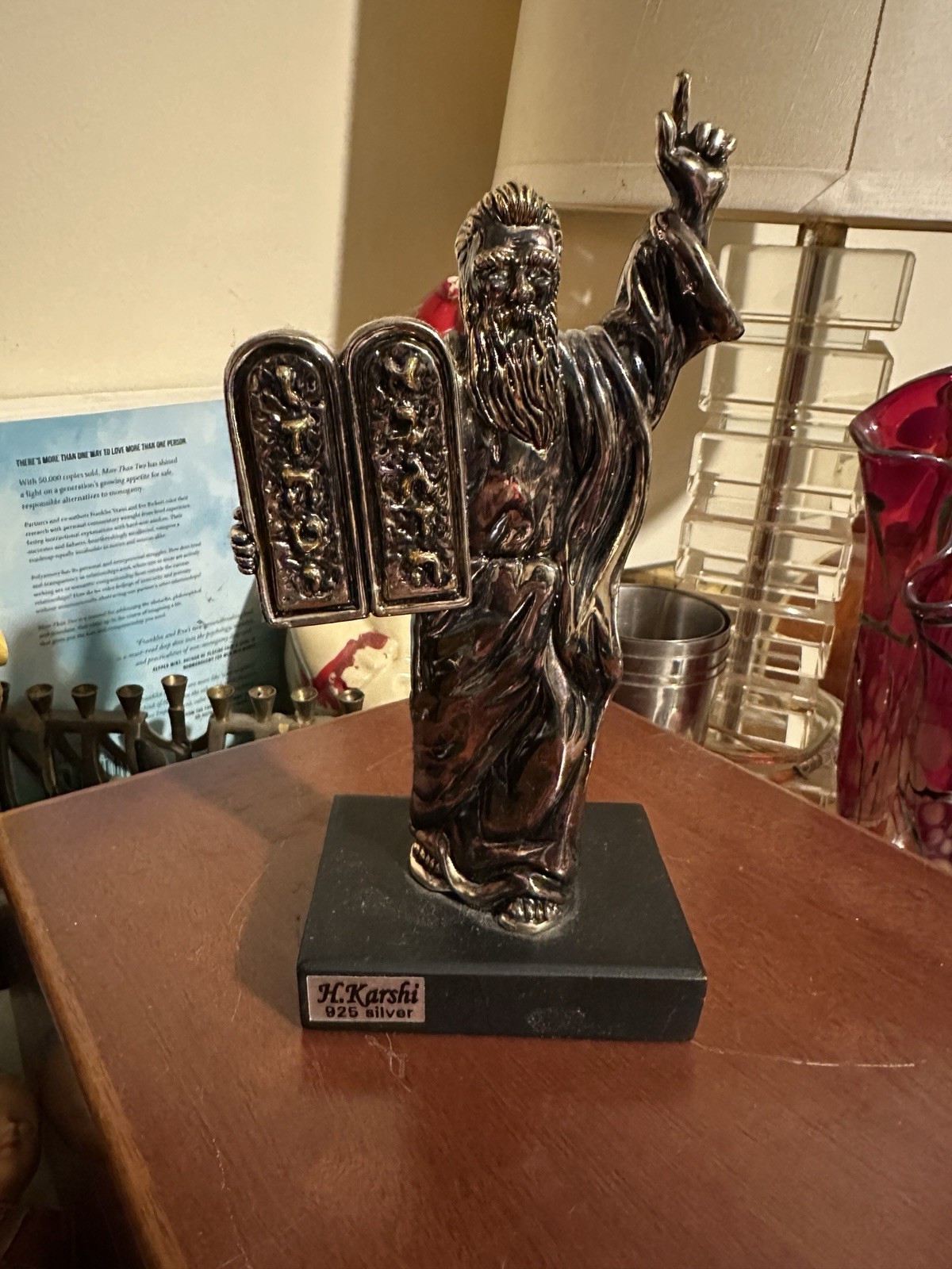 H Karshi Jerusalem 925 Silver  Vintage Moses 10 Commandments Tablet Sculpture
