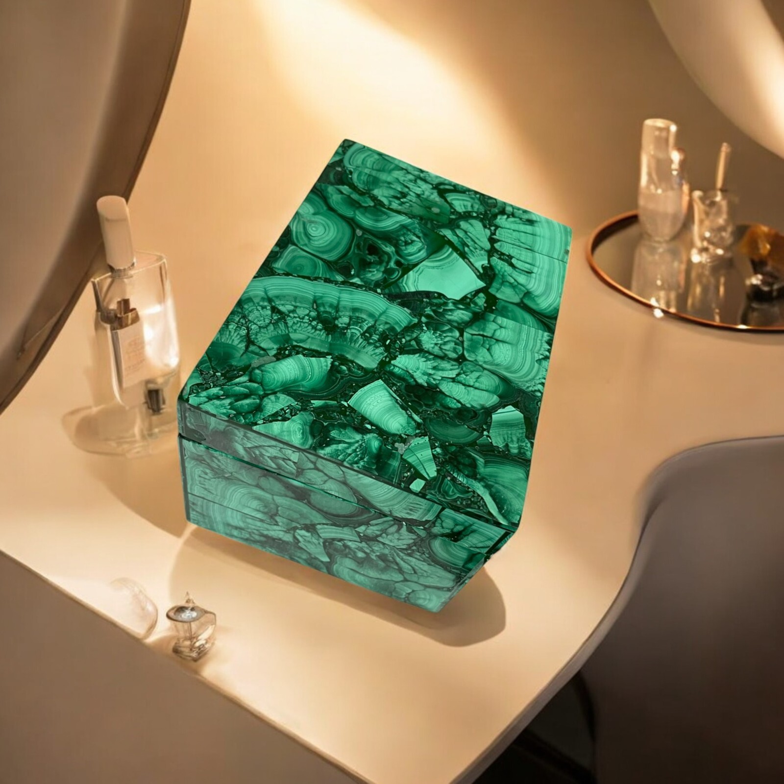Rectangle Malachite Marble Traditional Jewelry Box Elegant Housewarming Gifts Rectangle Malachite Marble Traditional Jewelry Box Elegant Housewarming Gifts