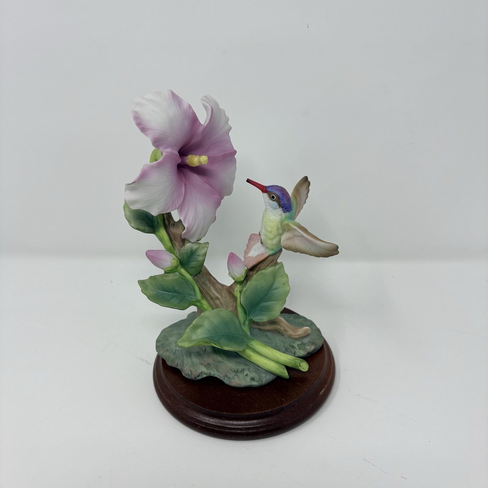 1991 Masterpiece Porcelain By Homco Glory Of Nature Hummingbird & Flower W Stand
