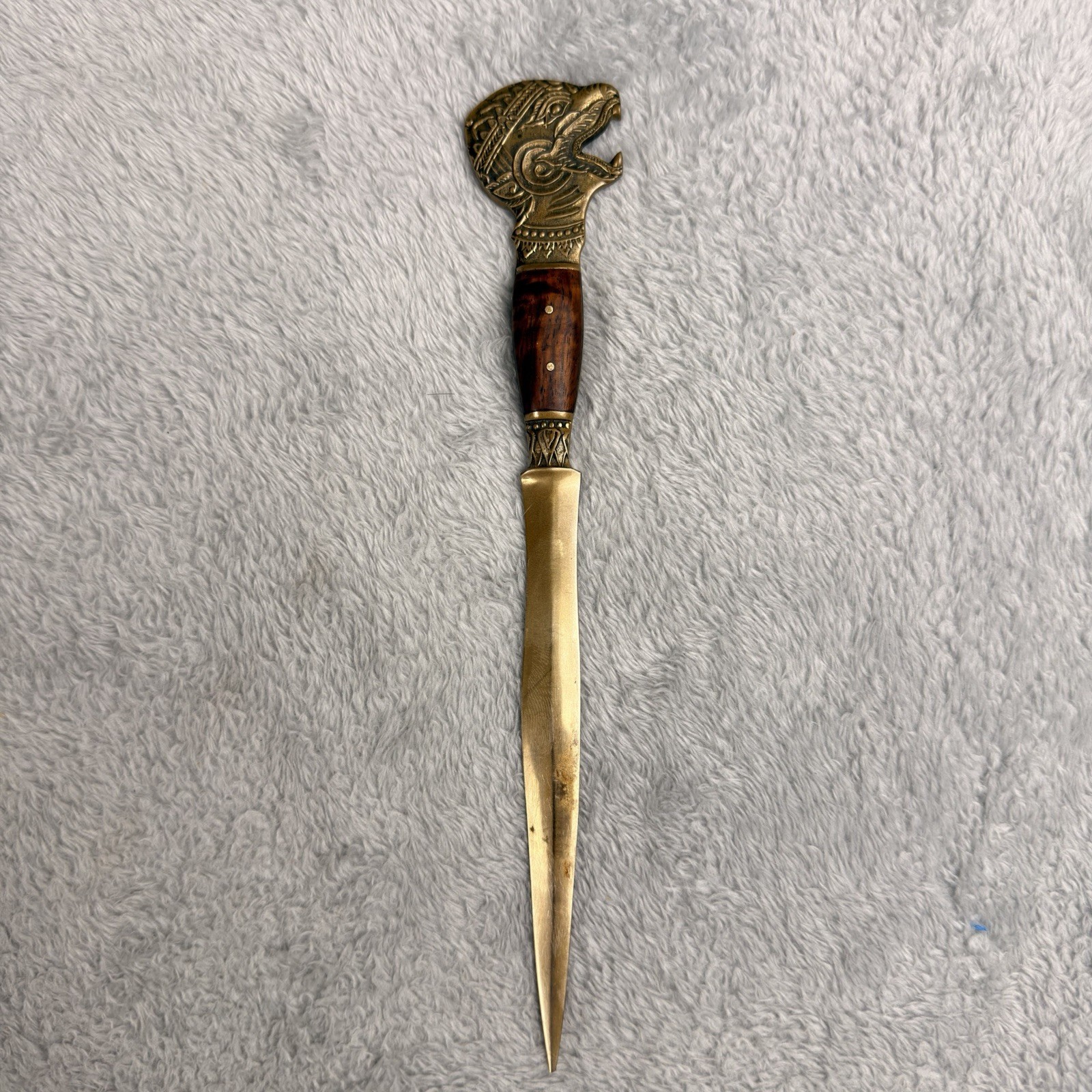 Vintage Ceremonial Thailand Brass / Wood Letter Opener Dagger Knife
