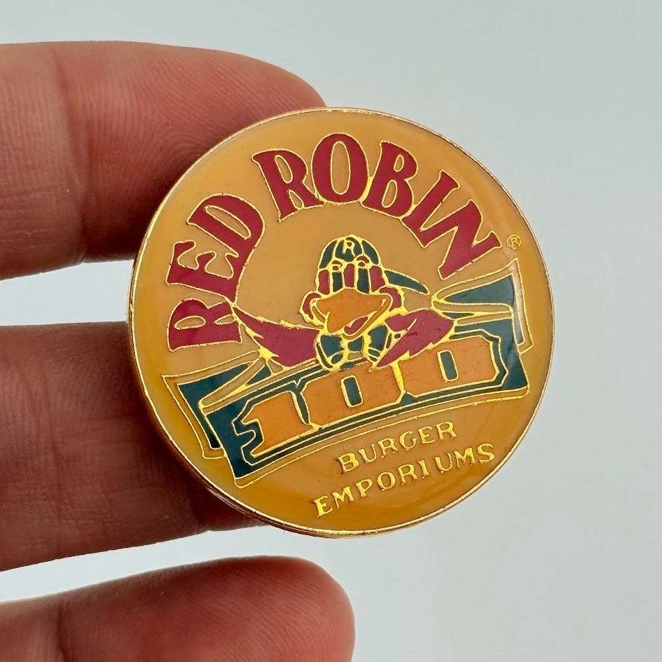 Vtg Red Robin Burger Emporiums Gold Tone Lapel Pin Anniversary Restaurant