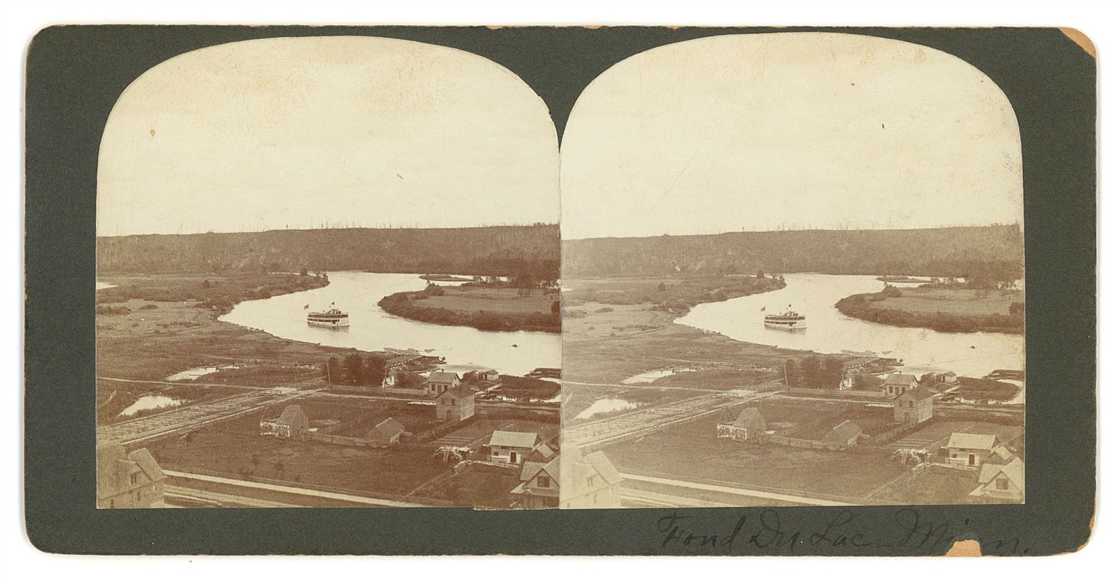 MINNESOTA STEREOVIEW - Duluth - Fond Du Lac - St Louis River & Boat RARE