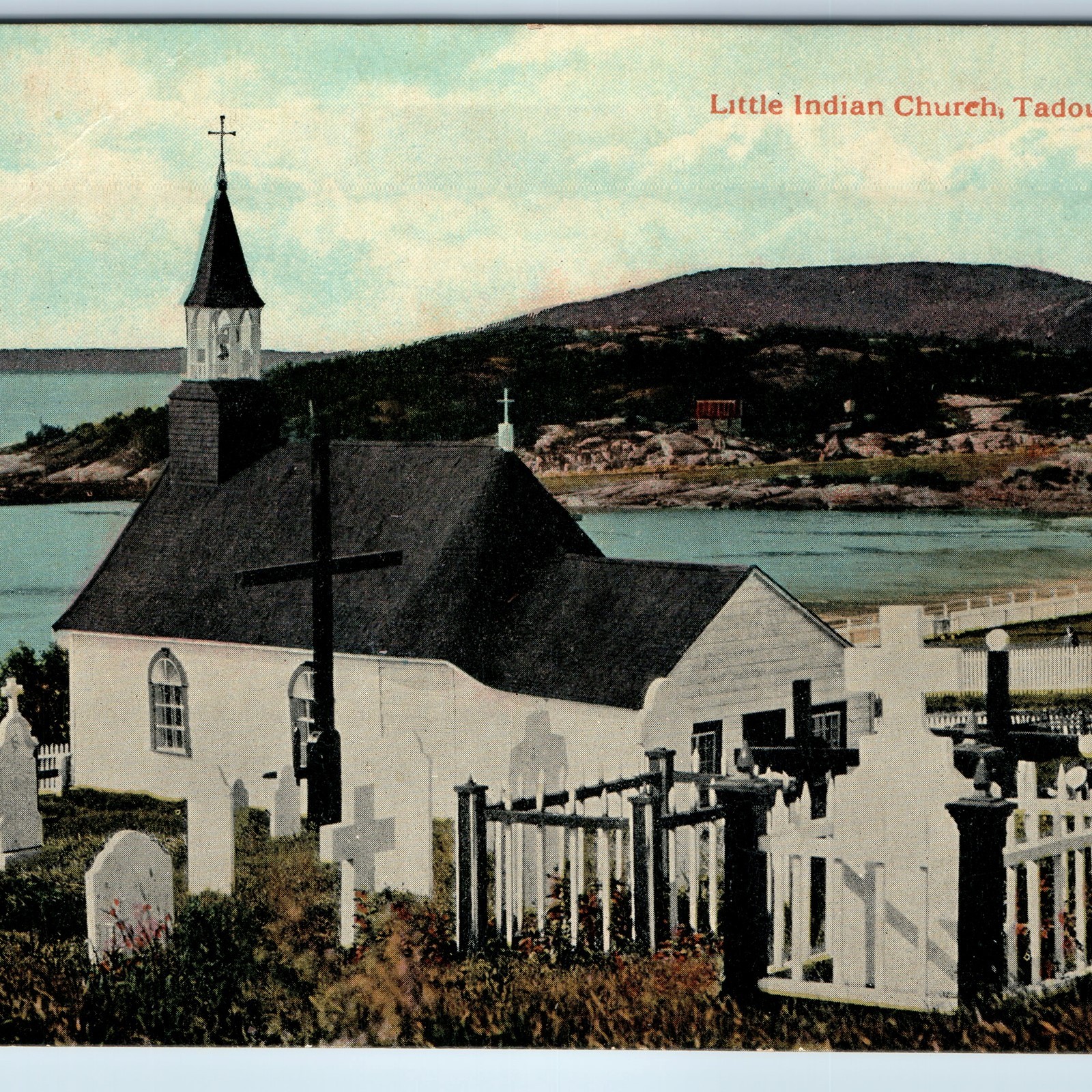 c1910s Tadoussac, QC Little Indian Church Cemetery Postcard Grave Cross Quebec c1910s Tadoussac, QC Little Indian Church Cemetery Postcard Grave Cross Quebec