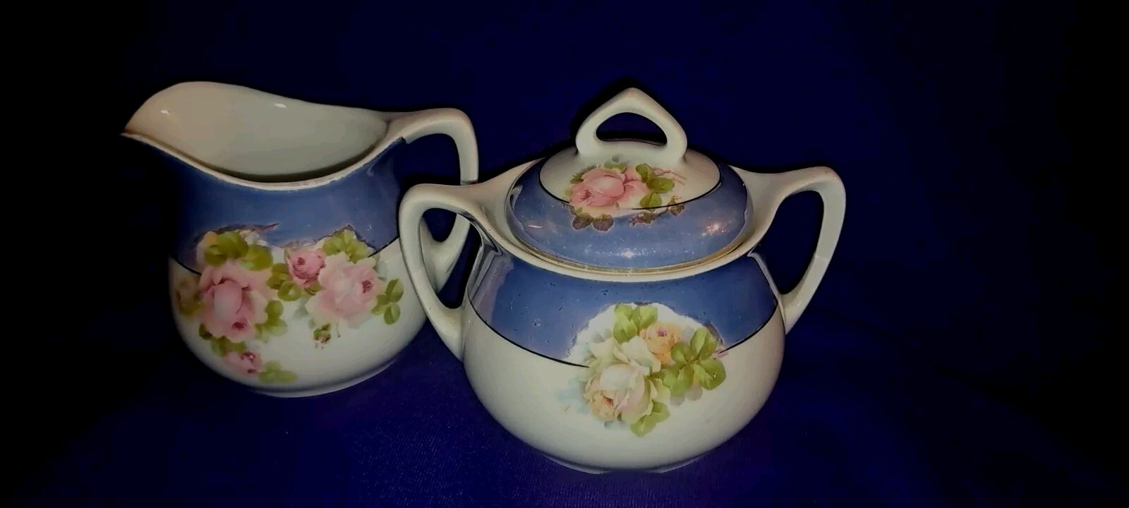 PM Bavaria Porcelain Hand Painted Creamer & Lidded Sugar Bowl Set PM Bavaria Porcelain Hand Painted Creamer & Lidded Sugar Bowl Set