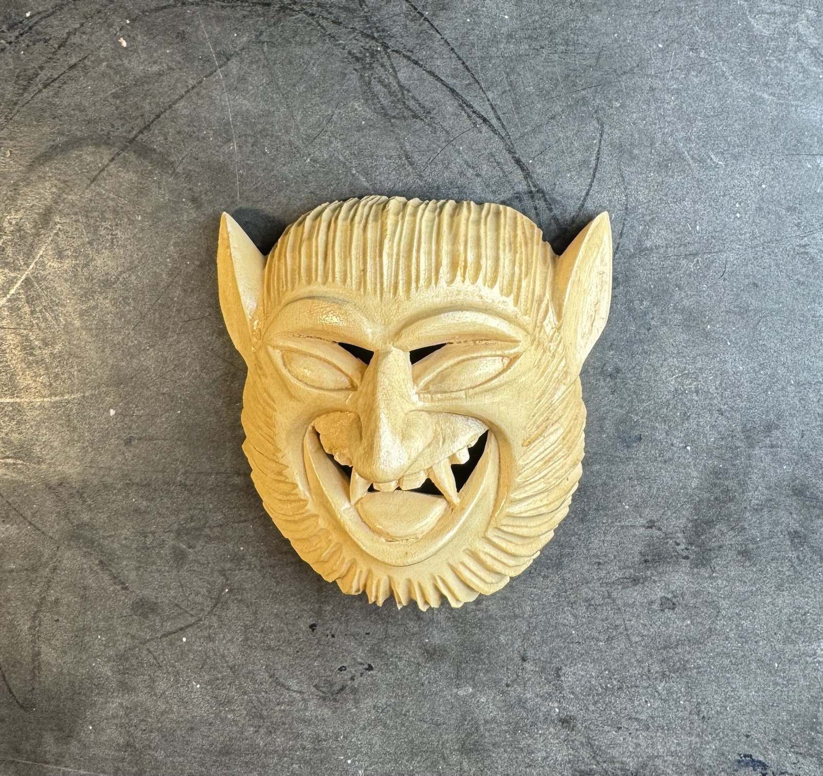 VTG 1996 Juan Horta Castillo Signed Mexican Folk Art Wood Devil Diablo Mini Mask VTG 1996 Juan Horta Castillo Signed Mexican Folk Art Wood Devil Diablo Mini Mask