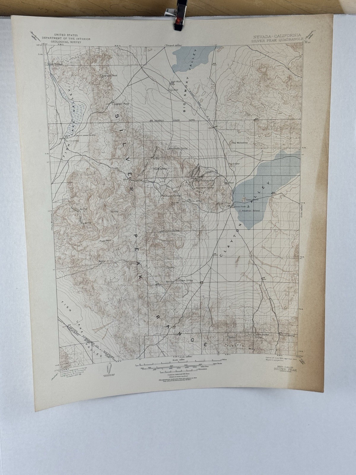 US Geological Survey Map Nevada California Silver Peak Quadrangle  C 1947