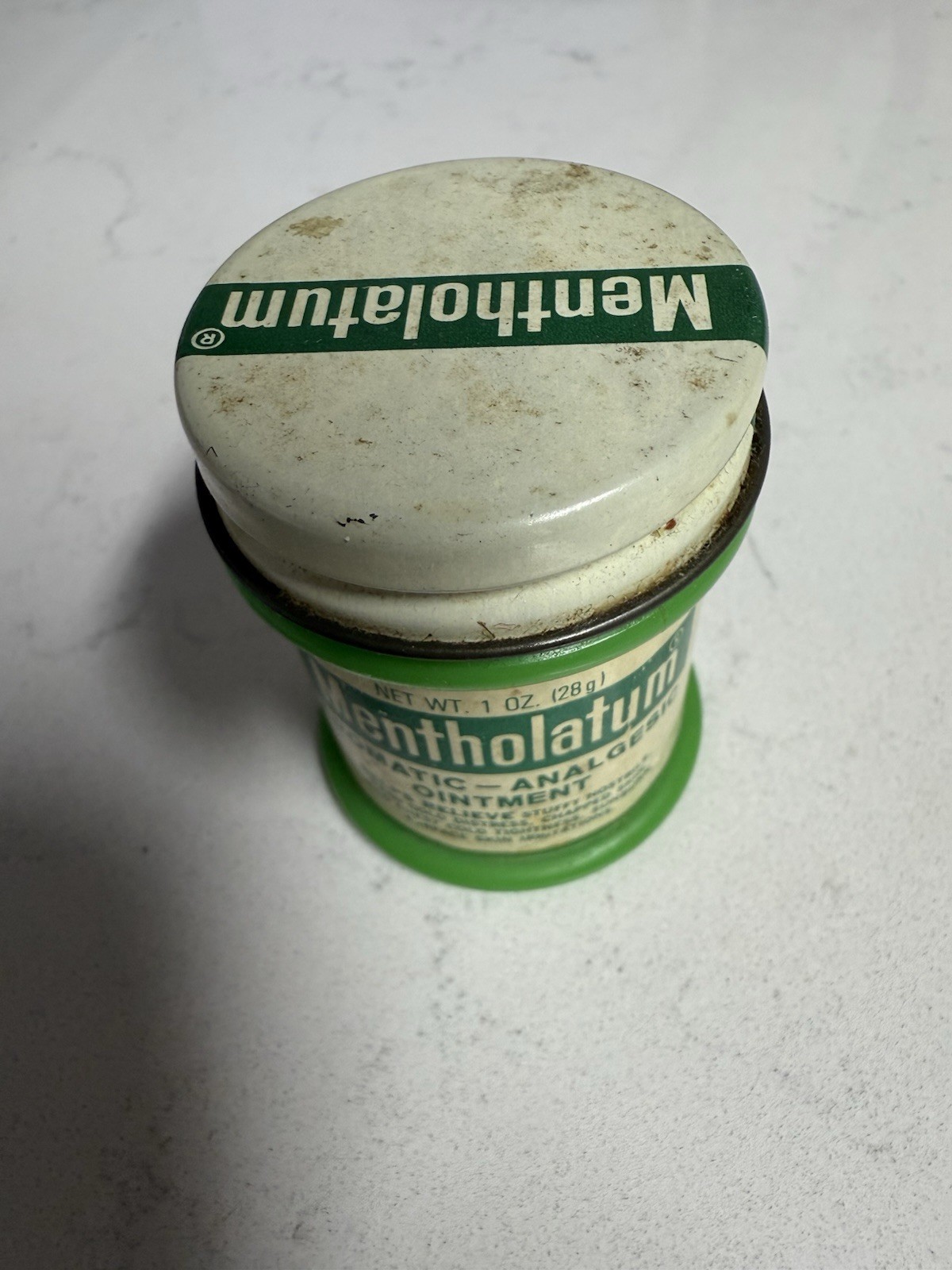 Vintage green Plastic Mentholatum ointment 3 ounce jar Vintage green Plastic Mentholatum ointment 3 ounce jar