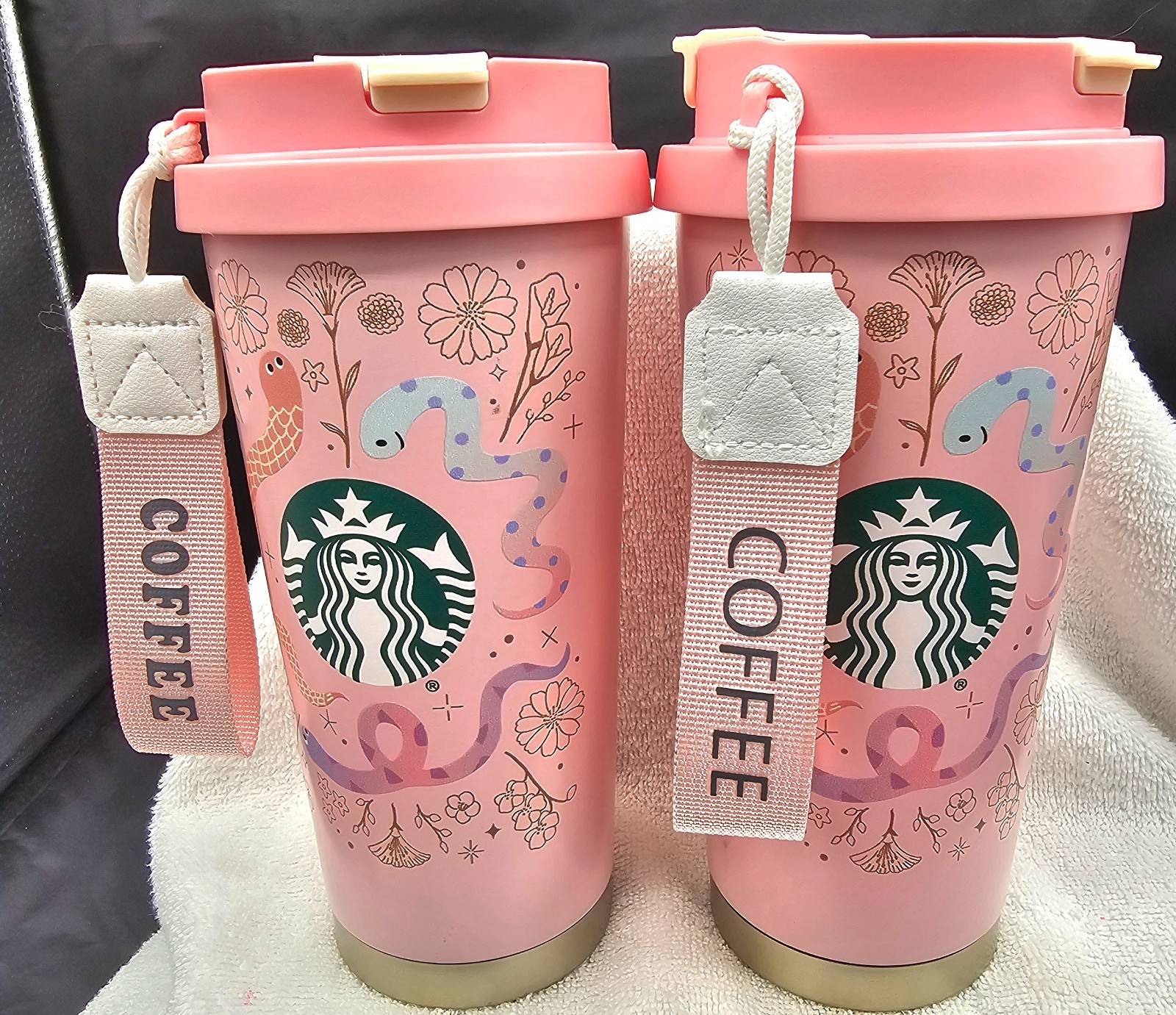 New-2 Starbucks 2025 Lunar New Year Of The Snake Tumblers-WITH Collector Pin