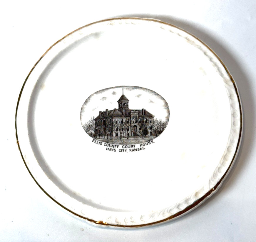 Hays City KS KANSAS COURT HOUSE Antique Souvenir RARE China Dish Plate