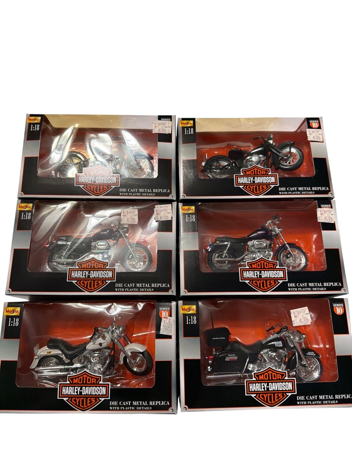 Harley-Davidson Series 10 Die-Cast Motorcycle Lot Of 6 1:18 Scale Replica Maisto