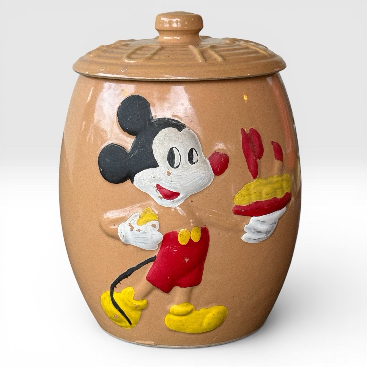 Ultra Rare Vintage 1930s-1940s Mickey Mouse Stoneware Cookie Jar- Walt Disney