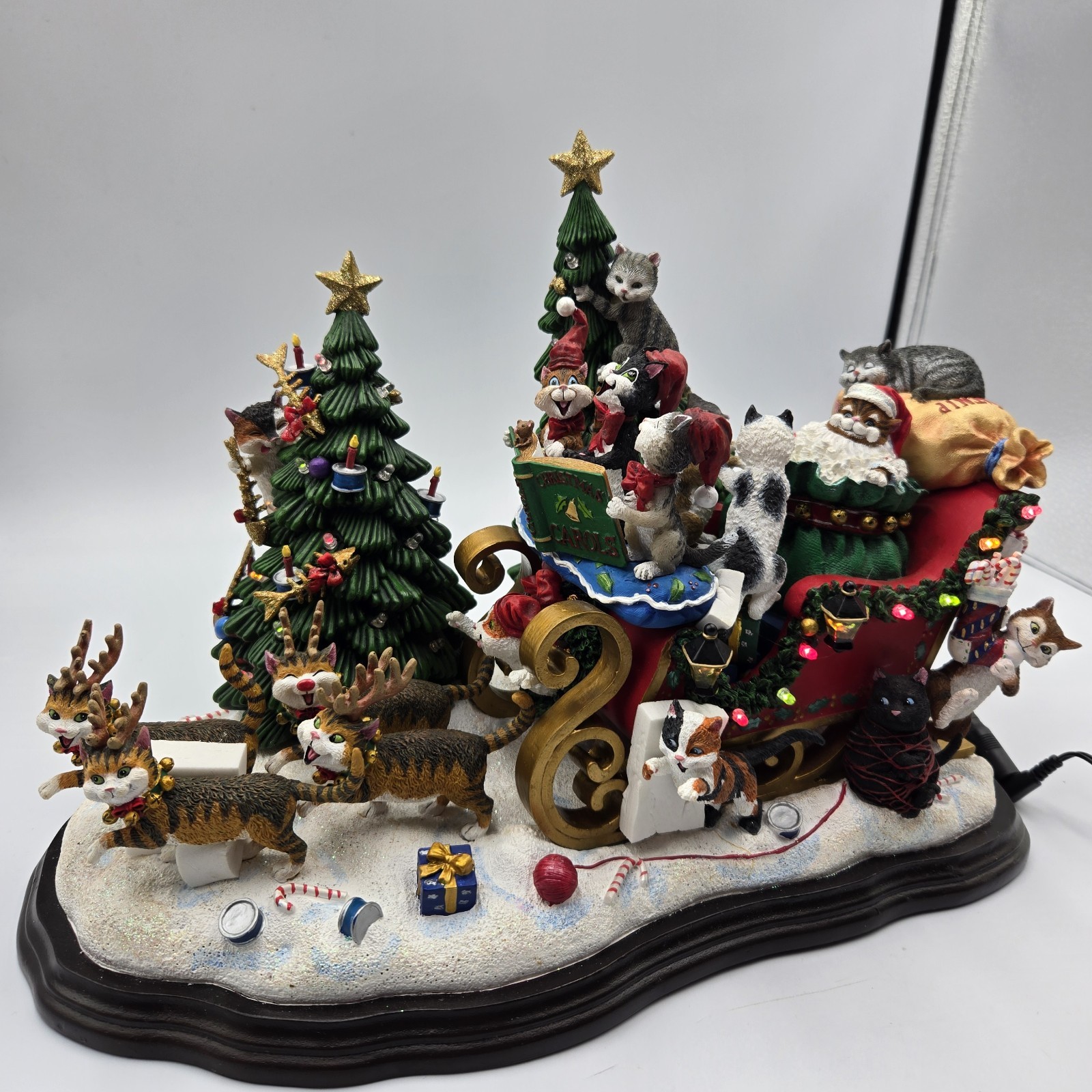 Vtg Danbury Mint Comical Cats Christmas Sleigh Gary Patterson Rare Working HTF