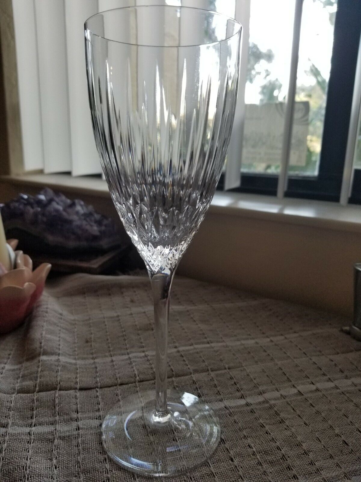 Mint Bohemian Clear Cut Crystal Wine Glass Set of 18. Rogaska etch signed.