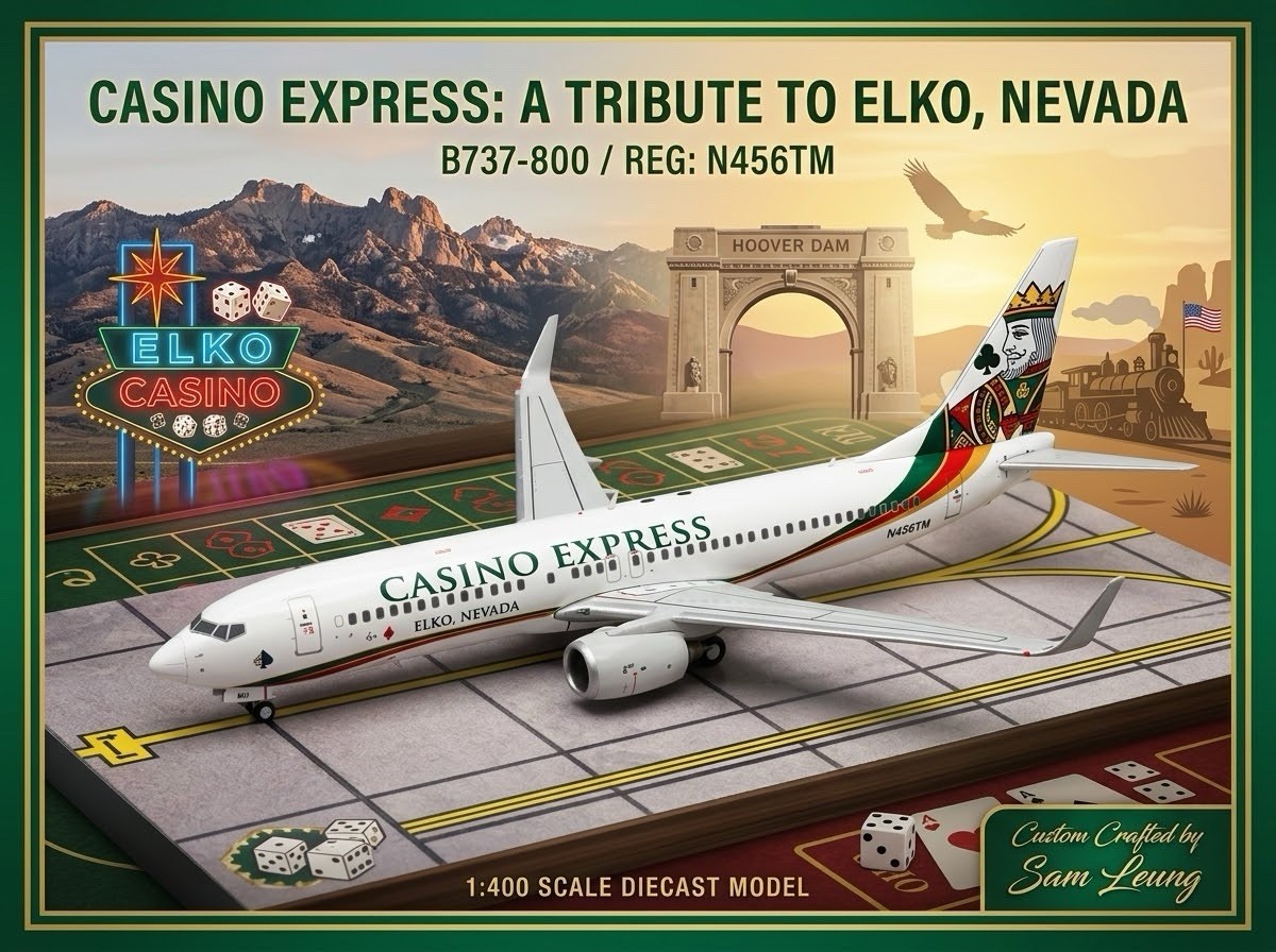 JC Wings 1:400 Casino Express B737-800 N456TM Airlines Diecast Custom Model JC Wings 1:400 Casino Express B737-800 N456TM Airlines Diecast Custom Model
