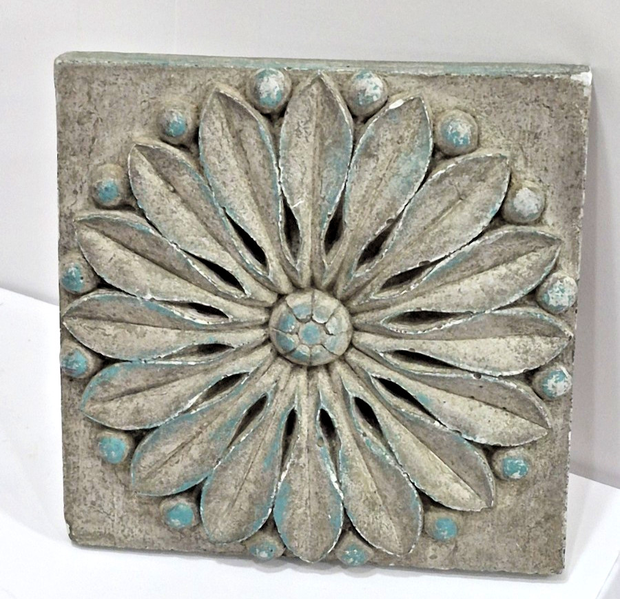 Vintage Andrea of Kona Cast Plaster Floral Wall Plaque Medallion Hawaii Art