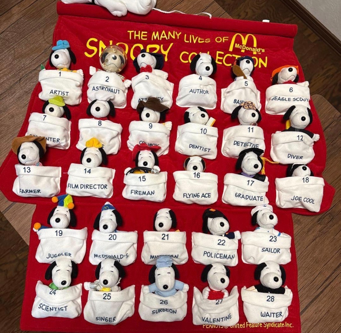 SNOOPY Collection tapestry 28 doll 2001 McDonald's Happy Set Japan limited